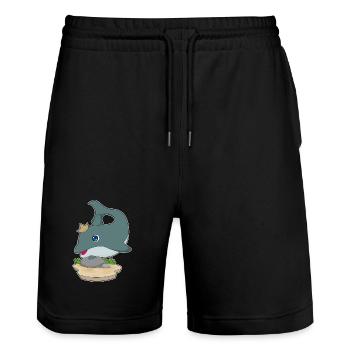 Dolphin Crown - Stanley/Stella Trainer Unisex Organic Jogging Shorts - black - Front - Nik (191cm) & Marisol (170cm)