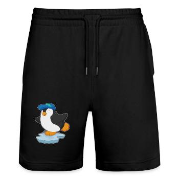 Penguin Pupil Cap School - Stanley/Stella Trainer Unisex Organic Jogging Shorts - black - Front - Nik (191cm) & Marisol (170cm)