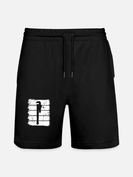 Water Pipe Wrench Sketch - Stanley/Stella Trainer Unisex Organic Jogging Shorts - black
