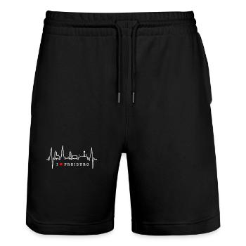 Freiburg im Breisgau Skyline Heartbeat Freiburger - Stanley/Stella Trainer Unisex Organic Jogging Shorts - black - Front - Nik (191cm) & Marisol (170cm)