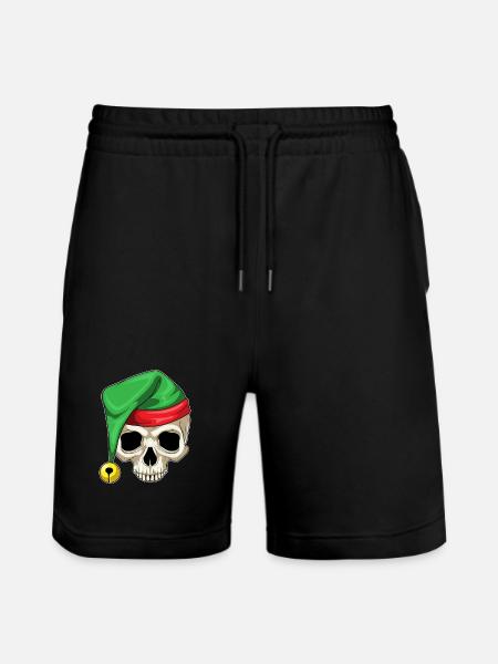 Skull Christmas Santa Hat - Stanley/Stella Trainer Unisex Organic Jogging Shorts - black