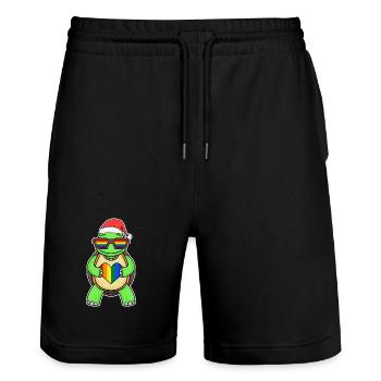 Turtle Rainbow Christmas - Stanley/Stella Trainer Unisex Organic Jogging Shorts - black - Front - Nik (191cm) & Marisol (170cm)