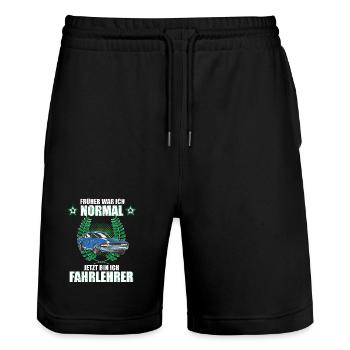 Fahrlehrer Auto Fahrschule Lustiges Geschenk - Stanley/Stella Unisex Bio Joggingshorts Trainer  - Schwarz - Vorne - Nik (191cm) & Marisol (170cm)