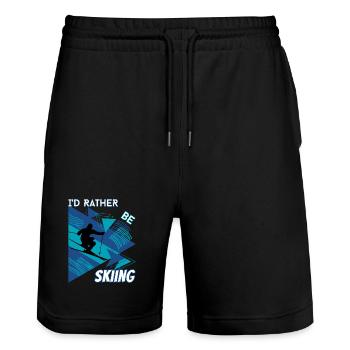 I'd Rather Ski - Ski Wintersportler Skifahrer - Stanley/Stella Unisex Bio Joggingshorts Trainer  - Schwarz - Vorne - Nik (191cm) & Marisol (170cm)