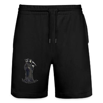 Grim Reaper Halloween Coffee - Stanley/Stella Trainer Unisex Organic Jogging Shorts - black - Front - Nik (191cm) & Marisol (170cm)