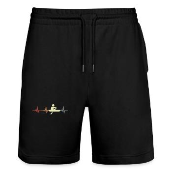 Rudern Strichfigur Pulslinie - Stanley/Stella Unisex Bio Joggingshorts Trainer  - Schwarz - Vorne - Nik (191cm) & Marisol (170cm)