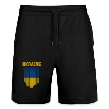 Ukrainische Flagge, Ukrainischer Stolz - Stanley/Stella Unisex Bio Joggingshorts Trainer  - Schwarz - Vorne - Nik (191cm) & Marisol (170cm)