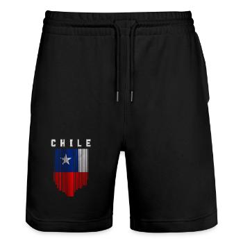 Flag of Chile, Chilean pride - Stanley/Stella Trainer Unisex Organic Jogging Shorts - black - Front - Nik (191cm) & Marisol (170cm)