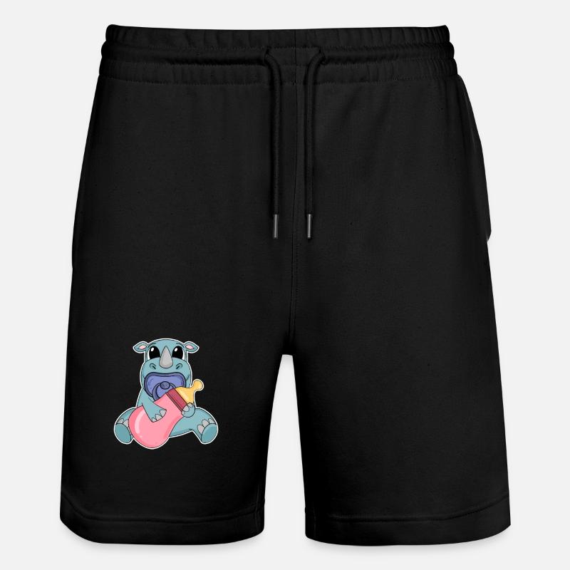 Motif de bébé rhinocéros - Short de jogging bio TRAINER Stanley/Stella unisexe - noir