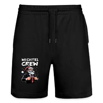 Gnome Crew Christmas Gnome - Stanley/Stella Trainer Unisex Organic Jogging Shorts - black - Front - Nik (191cm) & Marisol (170cm)