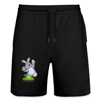 Oeufs de Pâques de Pâques lapin - Short de jogging bio TRAINER Stanley/Stella unisexe - noir - Devant - Nik (191cm) & Marisol (170cm)