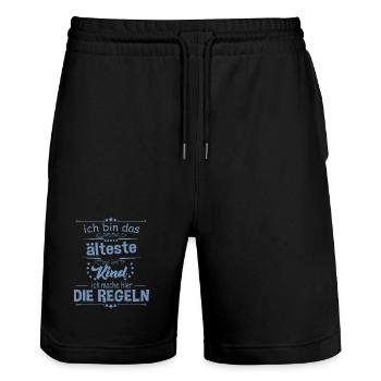 Ich bin das älteste Kind ich mache hier die Regeln - Stanley/Stella Unisex Bio Joggingshorts Trainer  - Schwarz - Vorne - Nik (191cm) & Marisol (170cm)