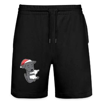 Italian Greyhound Dog Animal Christmas - Stanley/Stella Trainer Unisex Organic Jogging Shorts - black - Front - Nik (191cm) & Marisol (170cm)
