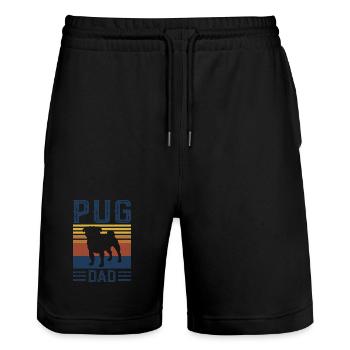 Pug Dad Dog Vintage Retro - Stanley/Stella Unisex Bio Joggingshorts Trainer  - Schwarz - Vorne - Nik (191cm) & Marisol (170cm)