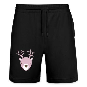 Rudolph Geweih Herz Nase skandinavisch Kinder cool - Stanley/Stella Unisex Bio Joggingshorts Trainer  - Schwarz - Vorne - Nik (191cm) & Marisol (170cm)