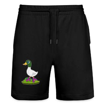 Duck Roller Skating Roller Skates - Stanley/Stella Trainer Unisex Organic Jogging Shorts - black - Front - Nik (191cm) & Marisol (170cm)