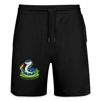École de crayon Snake Student - Short de jogging bio TRAINER Stanley/Stella unisexe - noir - Devant - Nik (191cm) & Marisol (170cm)
