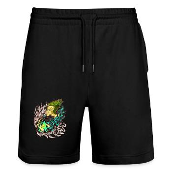 Weiße Magie - Stanley/Stella Unisex Bio Joggingshorts Trainer  - Schwarz - Vorne - Nik (191cm) & Marisol (170cm)