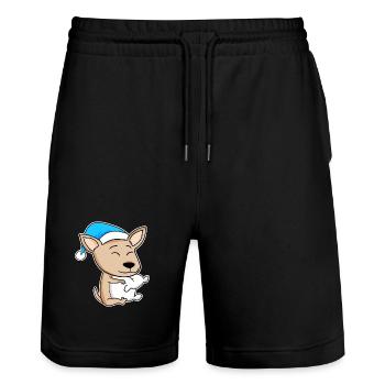 Chihuahua Sleeping Fatigue Dog Dog Breed - Stanley/Stella Trainer Unisex Organic Jogging Shorts - black - Front - Nik (191cm) & Marisol (170cm)