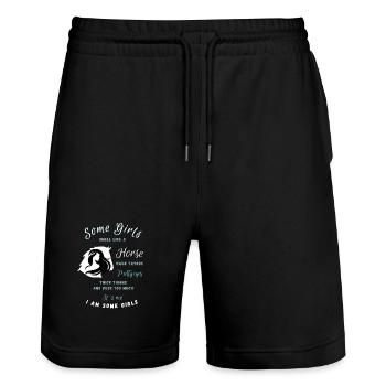 Humorvoller Pferde-Instagram-Post - Stanley/Stella Unisex Bio Joggingshorts Trainer  - Schwarz - Vorne - Nik (191cm) & Marisol (170cm)