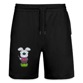 Bunny Teacher Pointing Stick School - Stanley/Stella Trainer Unisex Organic Jogging Shorts - black - Front - Nik (191cm) & Marisol (170cm)