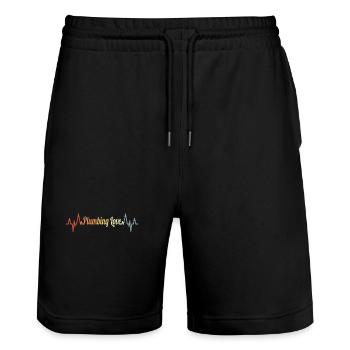 Plombier Palpitations ECG - Short de jogging bio TRAINER Stanley/Stella unisexe - noir - Devant - Nik (191cm) & Marisol (170cm)
