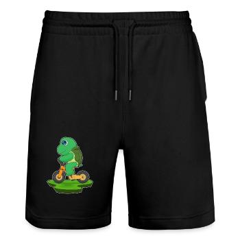 Turtle Bicycle - Stanley/Stella Trainer Unisex Organic Jogging Shorts - black - Front - Nik (191cm) & Marisol (170cm)