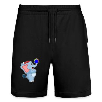 Polo nautique de Noël éléphant - Short de jogging bio TRAINER Stanley/Stella unisexe - noir - Devant - Nik (191cm) & Marisol (170cm)