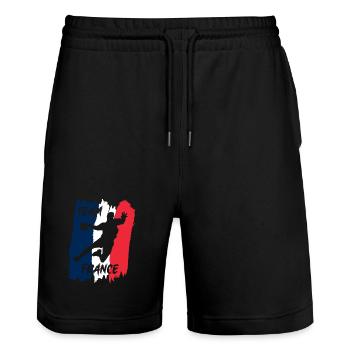 Team France Handball Silhouette - Short de jogging bio TRAINER Stanley/Stella unisexe - noir - Devant - Nik (191cm) & Marisol (170cm)