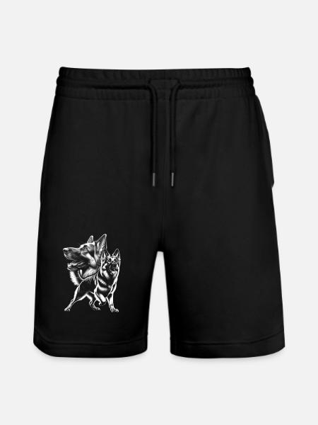 Deutscher Schäferhund - fotorealistisches Porträt - Stanley/Stella Unisex Bio Joggingshorts Trainer - Schwarz