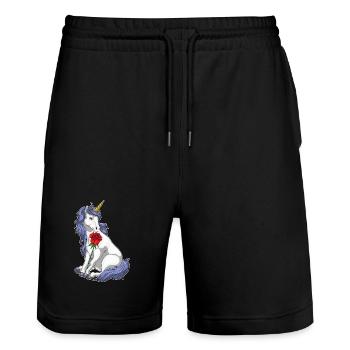 Licorne Rose - Short de jogging bio TRAINER Stanley/Stella unisexe - noir - Devant - Nik (191cm) & Marisol (170cm)