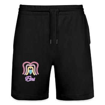 1. Geburtstag Regenbogen Baby Motiv - Stanley/Stella Unisex Bio Joggingshorts Trainer  - Schwarz - Vorne - Nik (191cm) & Marisol (170cm)