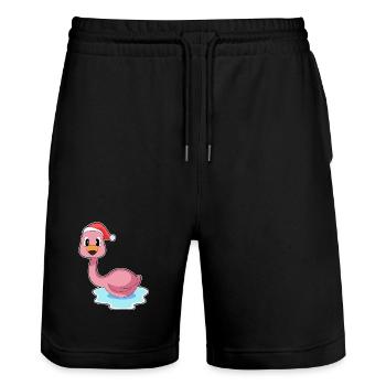 Chapeau de père Noël flamant rose - Short de jogging bio TRAINER Stanley/Stella unisexe - noir - Devant - Nik (191cm) & Marisol (170cm)