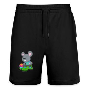 Mouse Easter Easter Egg - Stanley/Stella Trainer Unisex Organic Jogging Shorts - black - Front - Nik (191cm) & Marisol (170cm)