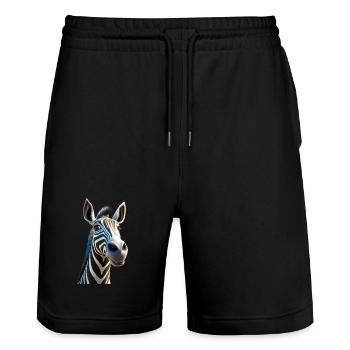 Zebra Africa I Love Cute Zebras Wild Zebra - Stanley/Stella Trainer Unisex Organic Jogging Shorts - black - Front - Nik (191cm) & Marisol (170cm)
