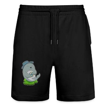 Seal Volleyball Player Volleyball - Stanley/Stella Trainer Unisex Organic Jogging Shorts - black - Front - Nik (191cm) & Marisol (170cm)