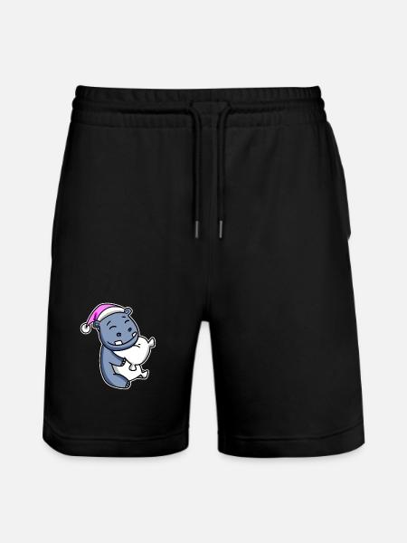 Hippopotamus Tired Sleeping Sleeping Girl - Stanley/Stella Trainer Unisex Organic Jogging Shorts - black