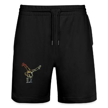 Vintage Breakdancer Sketch - Stanley/Stella Trainer Unisex Organic Jogging Shorts - black - Front - Nik (191cm) & Marisol (170cm)