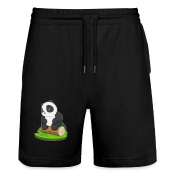Panda Tree Trunk - Stanley/Stella Trainer Unisex Organic Jogging Shorts - black - Front - Nik (191cm) & Marisol (170cm)