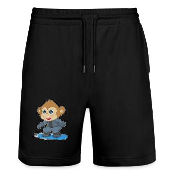 Snowboardeur Singe Snowboard - Short de jogging bio TRAINER Stanley/Stella unisexe - noir - Devant - Nik (191cm) & Marisol (170cm)
