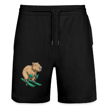 capybara, skieur, skieur, sports d’hiver - Short de jogging bio TRAINER Stanley/Stella unisexe - noir - Devant - Nik (191cm) & Marisol (170cm)