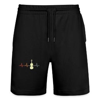 Vintage Violin ECG Heartbeat - Stanley/Stella Trainer Unisex Organic Jogging Shorts - black - Front - Nik (191cm) & Marisol (170cm)