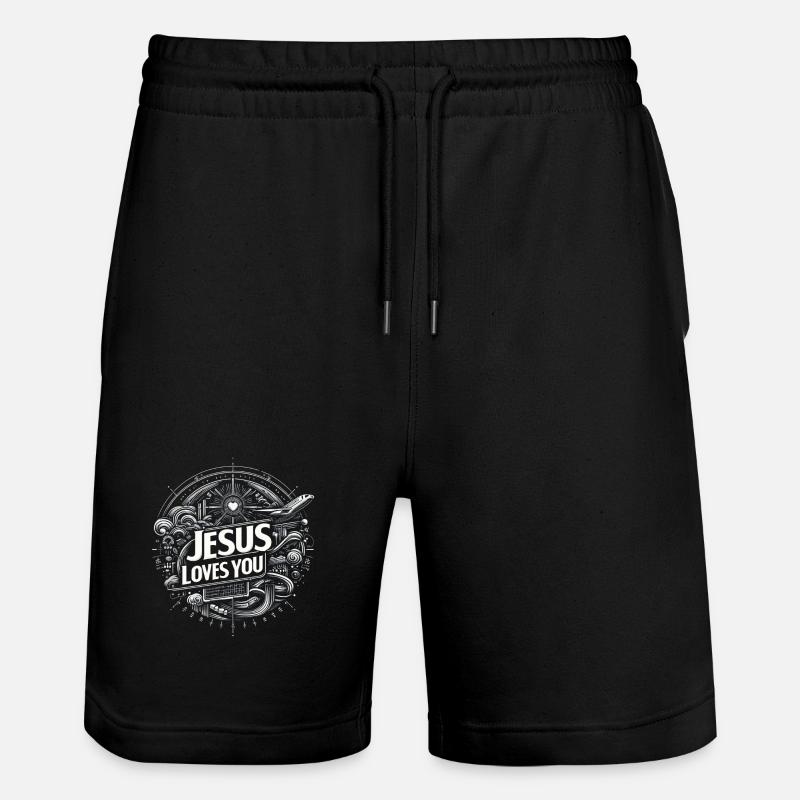 Jésus t’aime – Conception de cercles - Short de jogging bio TRAINER Stanley/Stella unisexe - noir