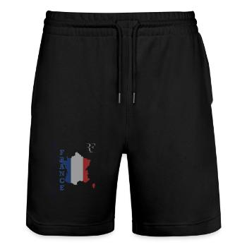 Miniature Drapeau Français Style et Patriotisme - Short de jogging bio TRAINER Stanley/Stella unisexe - noir - Devant - Nik (191cm) & Marisol (170cm)