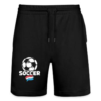 Netherlands Soccer Ball Flag Soccer Team icon - Stanley/Stella Trainer Unisex Organic Jogging Shorts - black - Front - Nik (191cm) & Marisol (170cm)