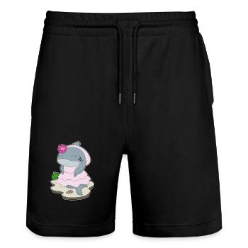 Shark Bridal Veil Wedding - Stanley/Stella Trainer Unisex Organic Jogging Shorts - black - Front - Nik (191cm) & Marisol (170cm)