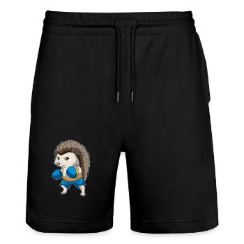 Igel Boxer Boxhandschuhe Boxen - Stanley/Stella Unisex Bio Joggingshorts Trainer  - Schwarz - Vorne - Nik (191cm) & Marisol (170cm)
