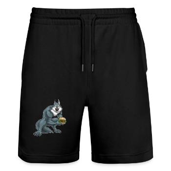 Werwolf Halloween Cheeseburger - Stanley/Stella Unisex Bio Joggingshorts Trainer  - Schwarz - Vorne - Nik (191cm) & Marisol (170cm)