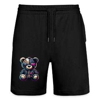 Ours en peluche Punk Emo - Short de jogging bio TRAINER Stanley/Stella unisexe - noir - Devant - Nik (191cm) & Marisol (170cm)