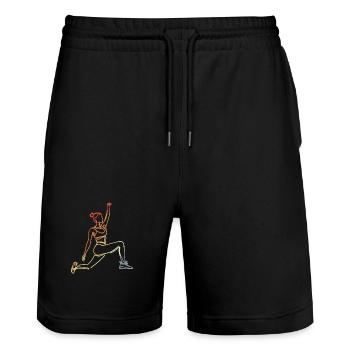Croquis de femme de remise en forme - Short de jogging bio TRAINER Stanley/Stella unisexe - noir - Devant - Nik (191cm) & Marisol (170cm)